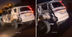 Undefeatable Toyota Fortuner Cruises on Highway Despite Serious Damage