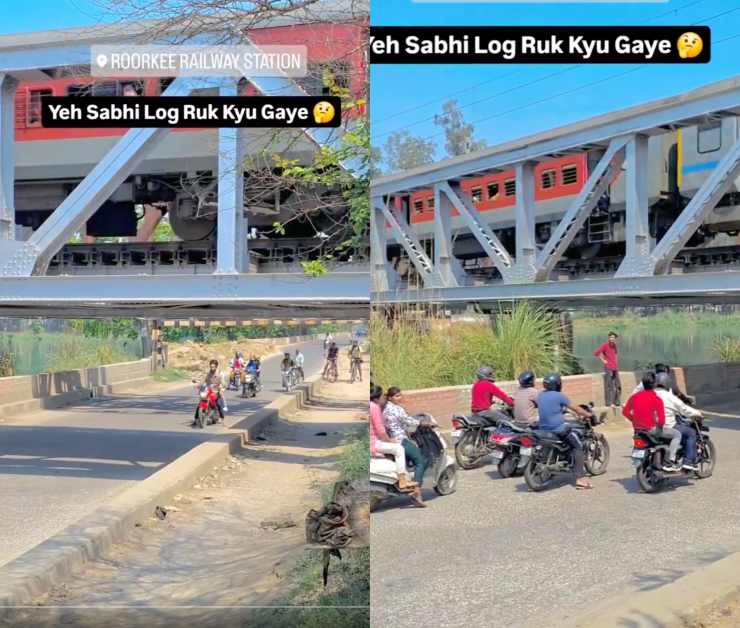 Why Are 2 Wheelers Stopping On Empty Road As Train Passes Overbridge? [Video]