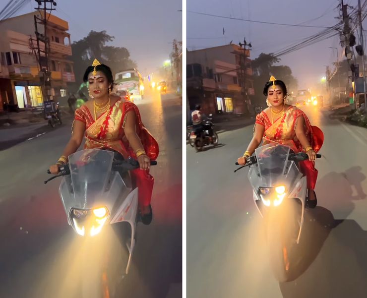 girl riding KTM without helmet