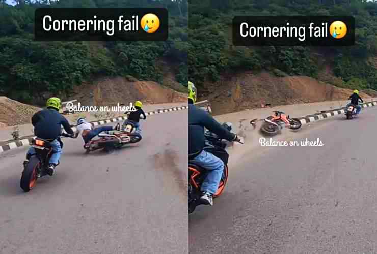 KTM rider crashes with jawa biker