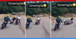 KTM Rider Overtakes Stupidly: Crashes, And Makes Royal Enfield Rider Crash Too
