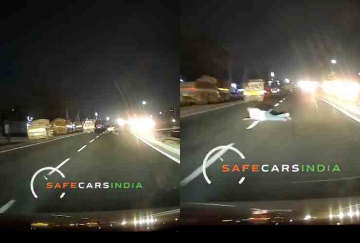 Man jumped on road
