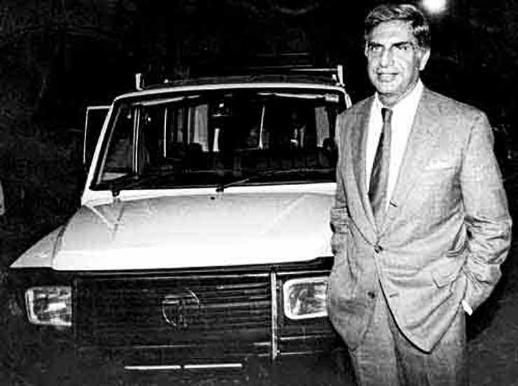 Ratan Tata with Tata Sumo