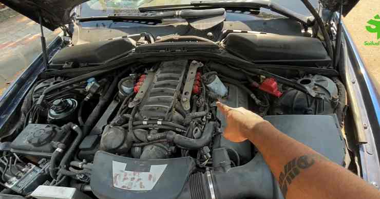 BMW 6-series engine bay with CNG kit