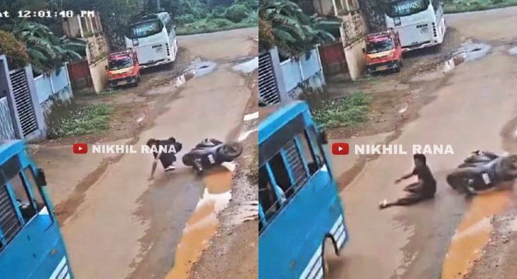 Boy saved after falling infront of bus