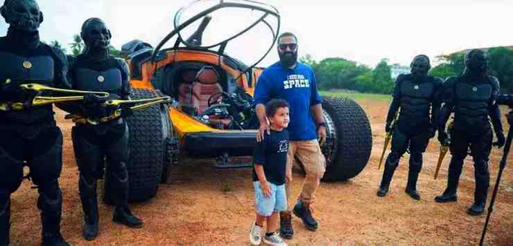 Kantara actor director Rishabh Shetty with Bujji Car