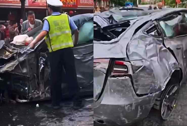 Tesla Model y crash aftermath