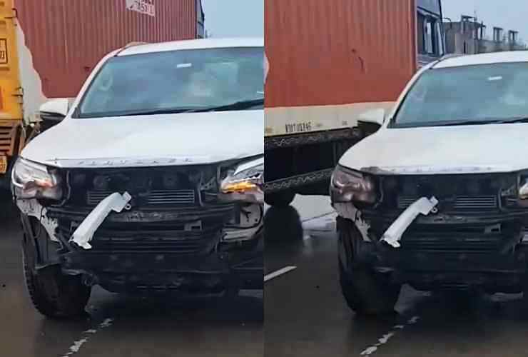 Fortuner damage after sliding on highway
