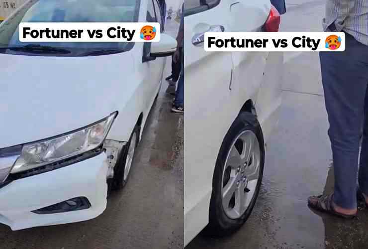 Honda City Damage after sliding on highway