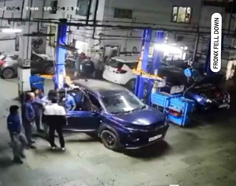 Maruti Fronx after faalling from lift