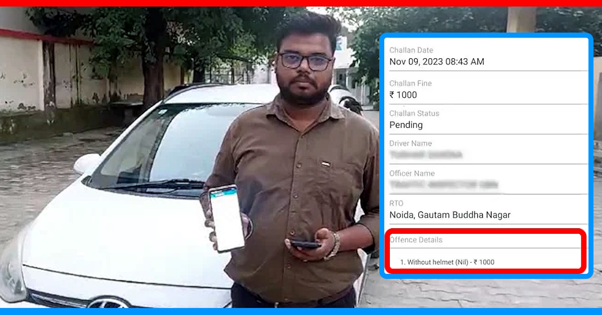 up man fined driving car without helmet bizarre traffic violation cases india up man fined driving car without helmet bizarre traffic violation cases india