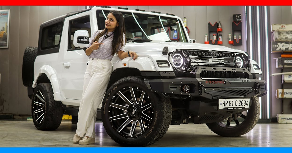 tastefully modified white mahindra thar car stylein video tastefully modified white mahindra thar car stylein video