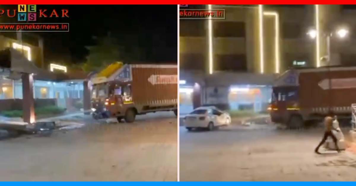 drunk truck driver destroys hotel pune viral video drunk truck driver destroys hotel pune viral video