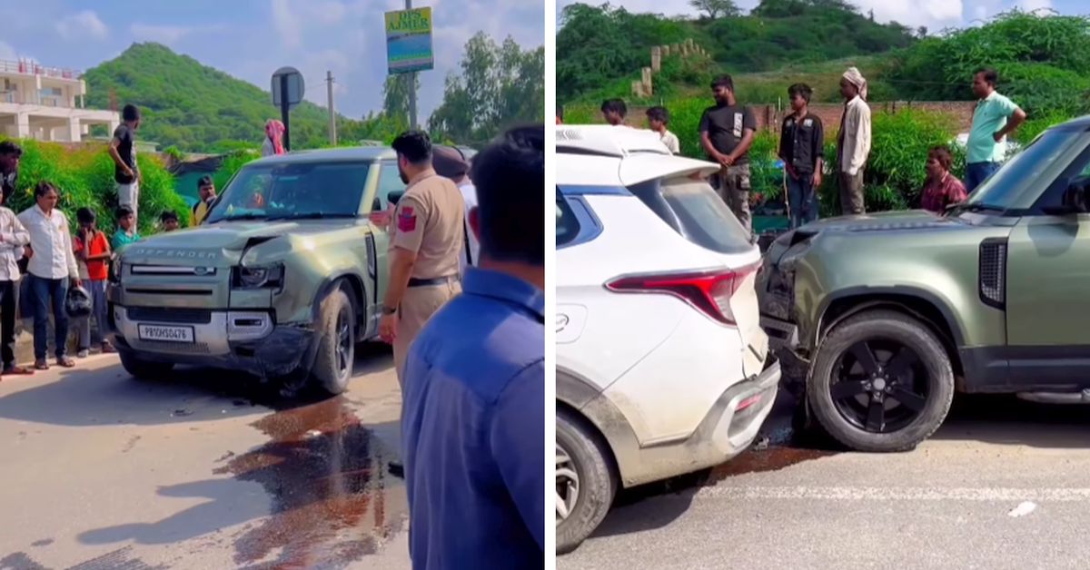 land rover defender crashes into kia carens result video land rover defender crashes into kia carens result video