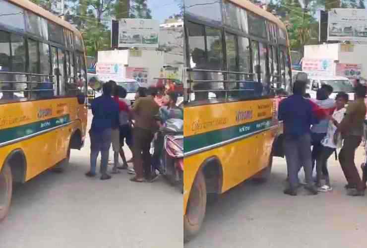 goons attack school bus with children in it