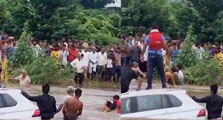 stranded couple in river rescued