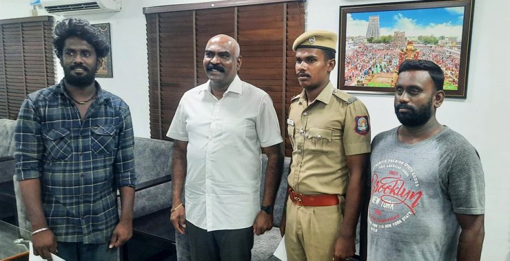 Madurai constable and two men felicitated by ADGP