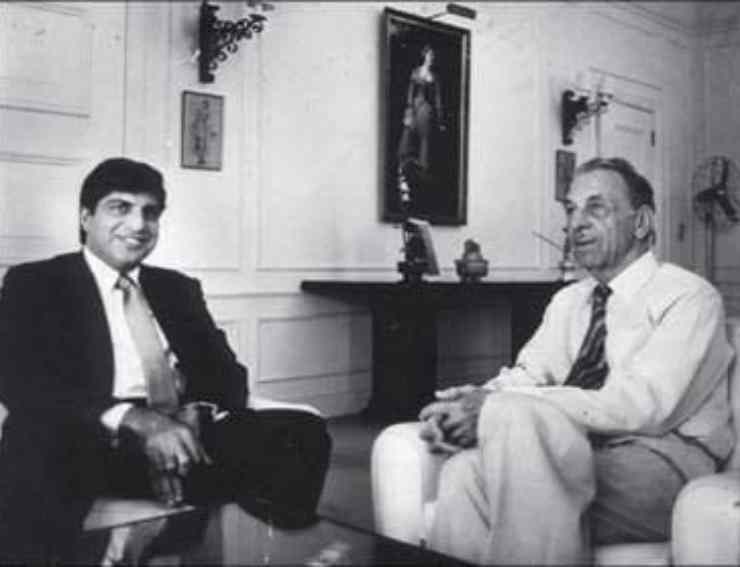 Ratan Tata with JRD Tata sitting on a Sofa