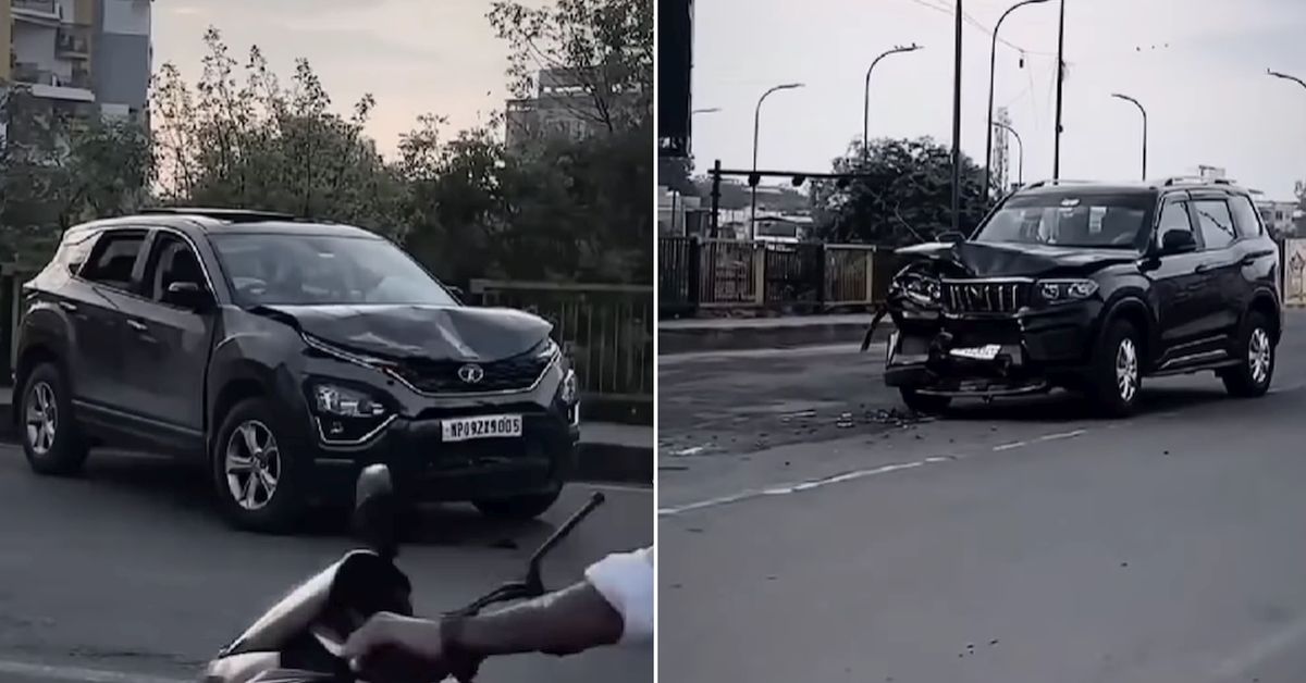 Harrier vs Scorpio N in head-on collision Harrier vs Scorpio N in head-on collision