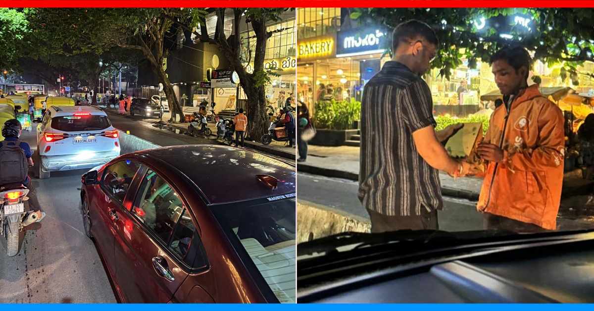 Man orders food in traffic in Bangalore Man orders food in traffic in Bangalore