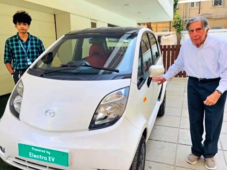 Ratan Tata with Nano EV