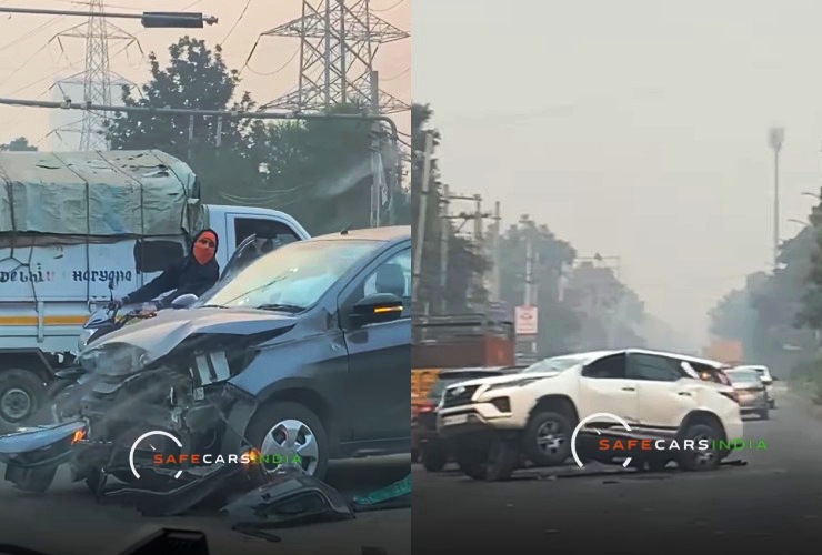 Tata Tiago Toyota Fortuner crash