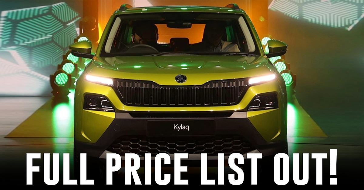 skoda kylaq india prices variants revealed skoda kylaq india prices variants revealed