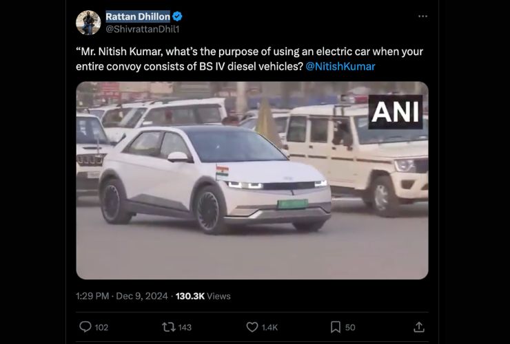 nitish kumar trolled for using ioniq 5 ev