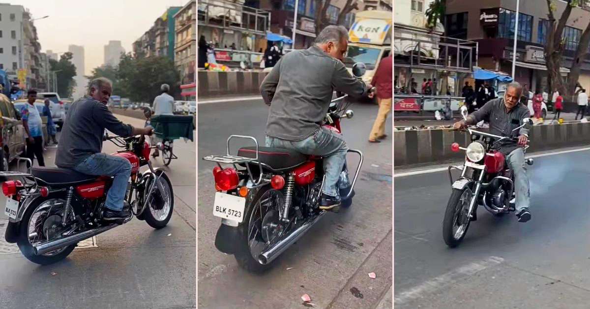 Mechanic powersliding a Yamaha RD350 Mechanic powersliding a Yamaha RD350