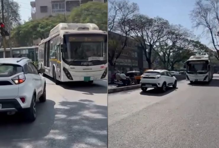 Bus Driver Teaches Arrogant Tata Nexon Driver A Lesson, Makes Him Reverse!