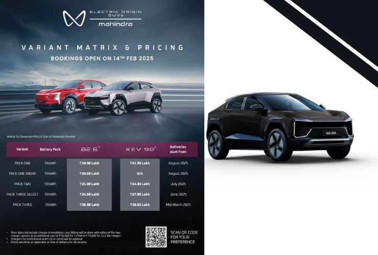 mahindra be 6 and xev 9e prices and variants